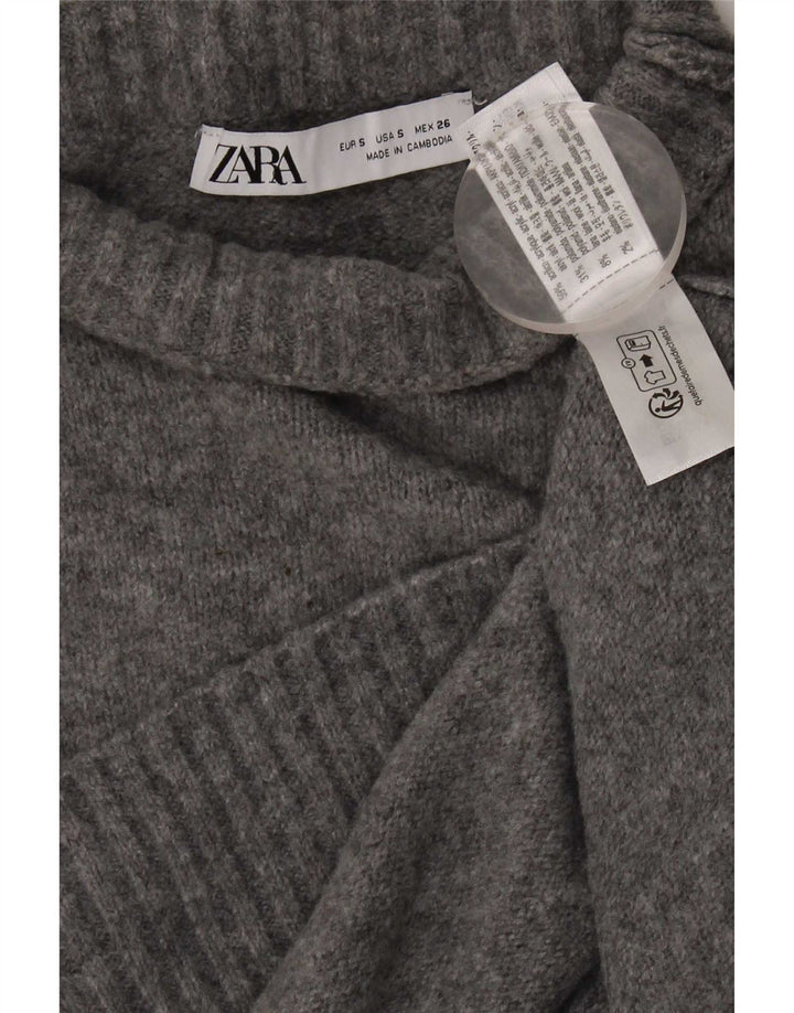 Zara Γυναικείο πουλόβερ με λαιμόκοψη μεγάλου μεγέθους χελώνας UK 10 μικρό γκρι ακρυλικό