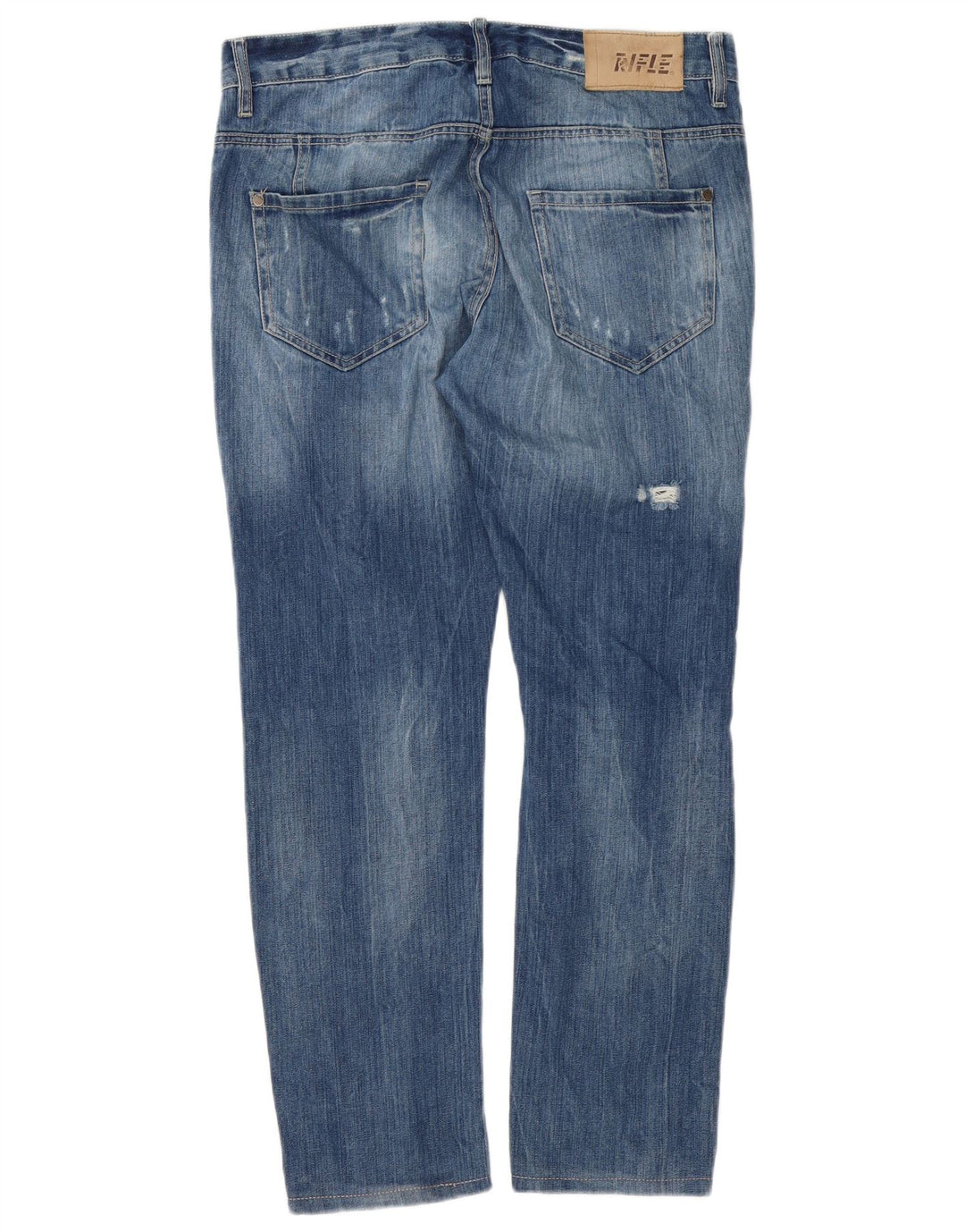 Rifle Mens Distressed Slim Jeans W30 L29 Blue