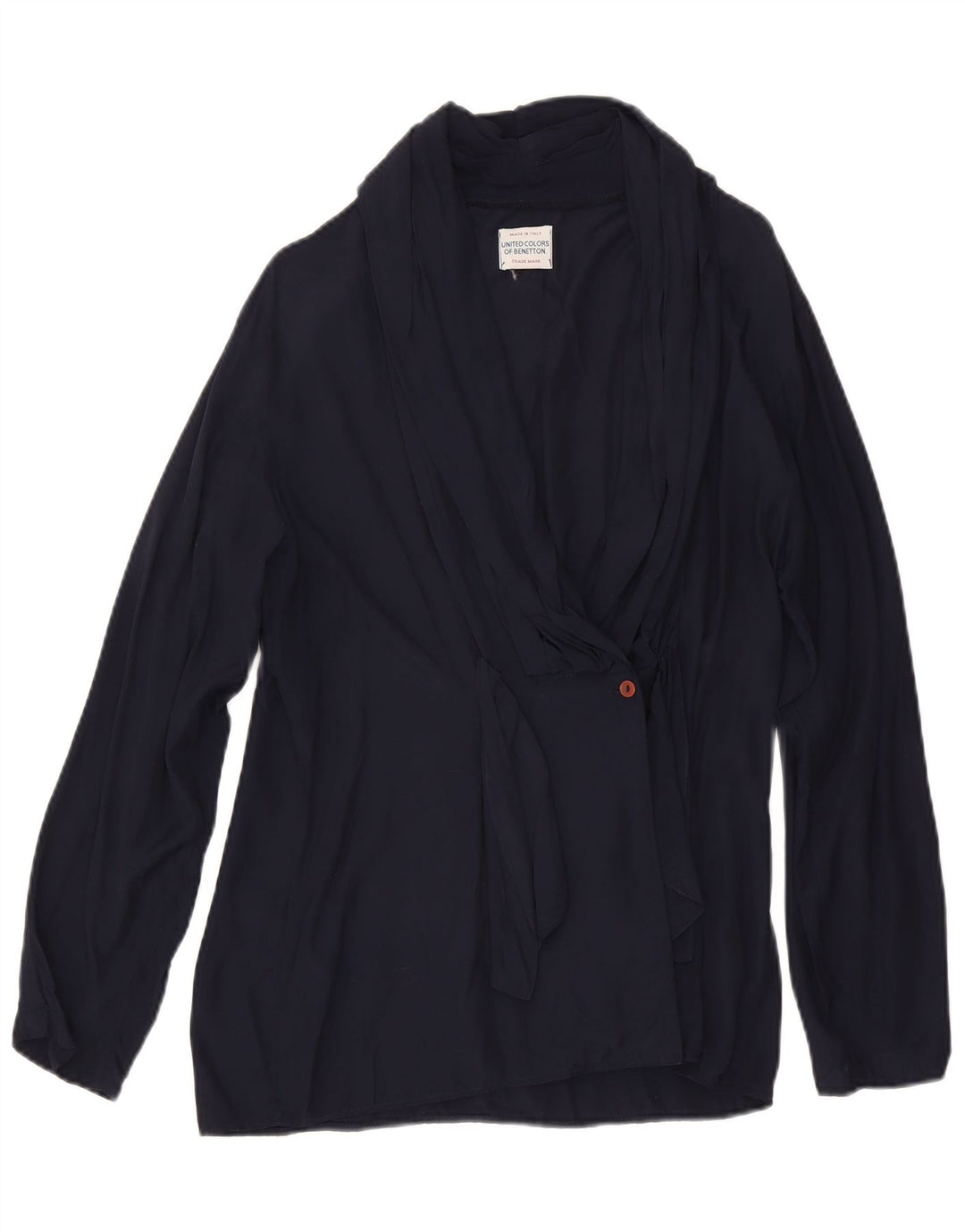 Benetton Γυναικείο πουκάμισο Wrap Μπλούζα IT 46 Large Navy Blue Viscose