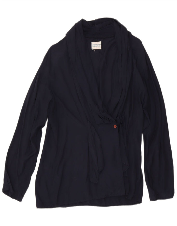 Benetton Γυναικείο πουκάμισο Wrap Μπλούζα IT 46 Large Navy Blue Viscose