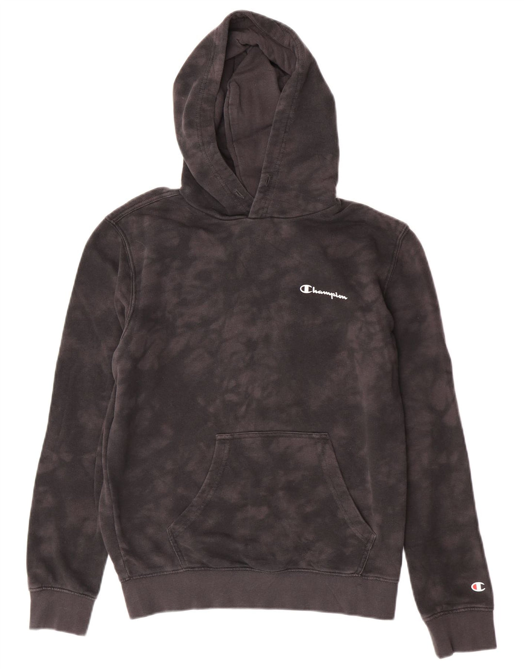 Champion Womens Hoodie Jumper UK 14 Medium Grey Tie Dye Cotton