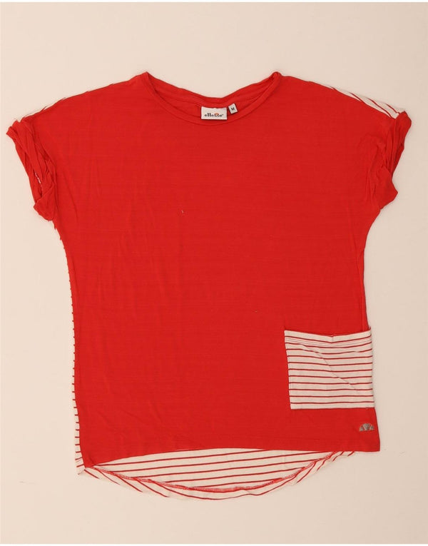 Ellesse Γυναικείο T-Shirt Top UK 14 Μεσαίο κόκκινο ριγέ βισκόζη