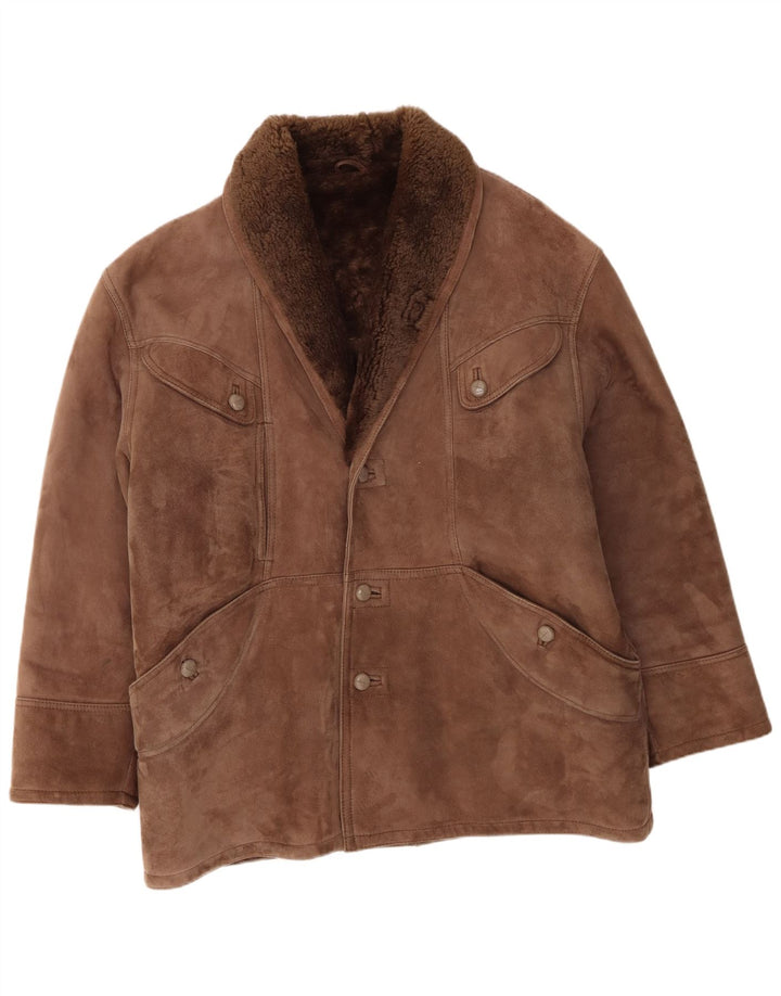 Vintage Ανδρικό Shearling Jacket IT 54 2XL Brown Shearling