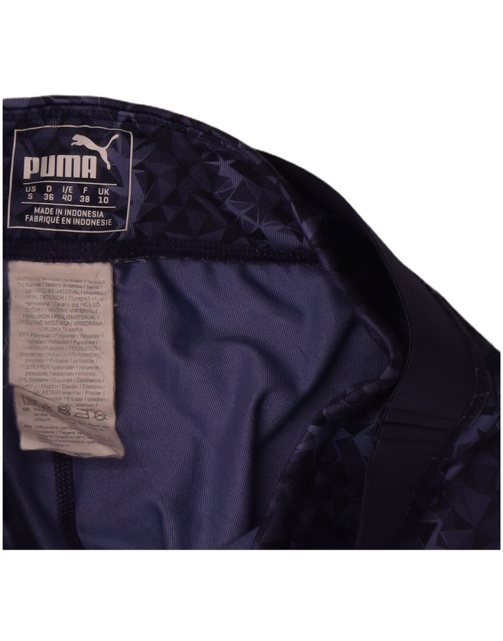 Puma Γυναικεία Κάπρι Κολάν UK 10 Small Navy Blue Geometric Polyester