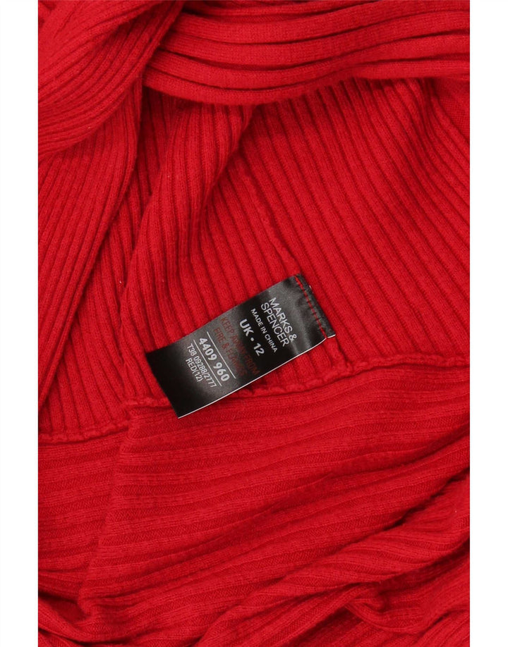 Marks & Spencer Γυναικείο ανοιχτό πουλόβερ ζακέτα UK 12 μεσαίο κόκκινο πολυαμίδιο
