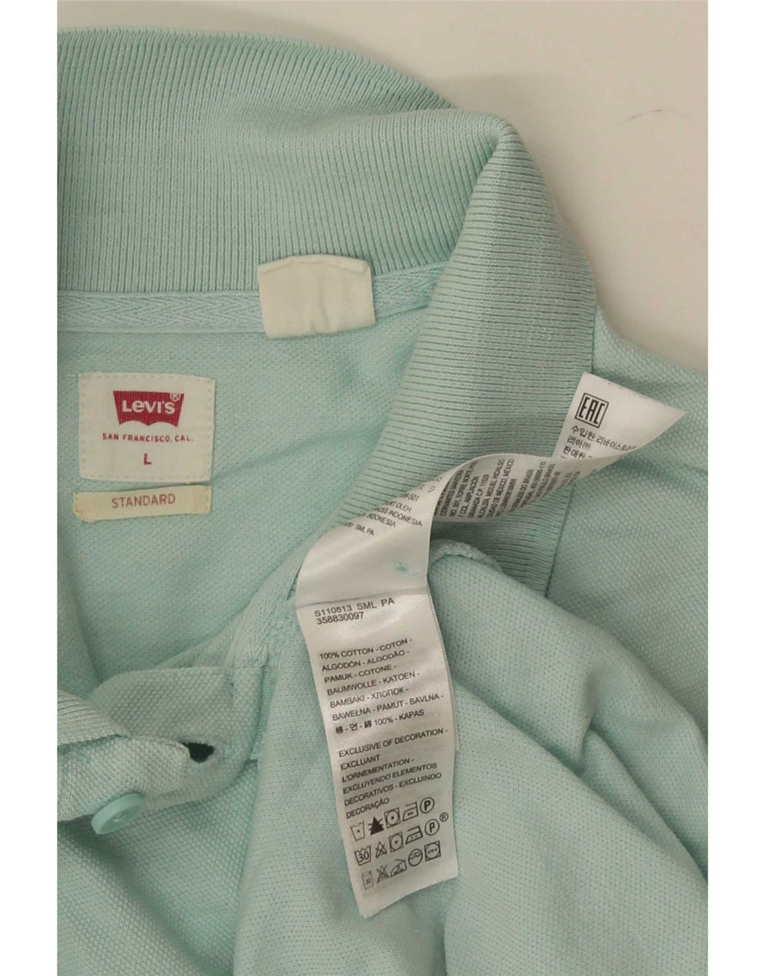 Ανδρικό πουκάμισο Levi's Standard Polo Μεγάλο Τυρκουάζ Βαμβακερό