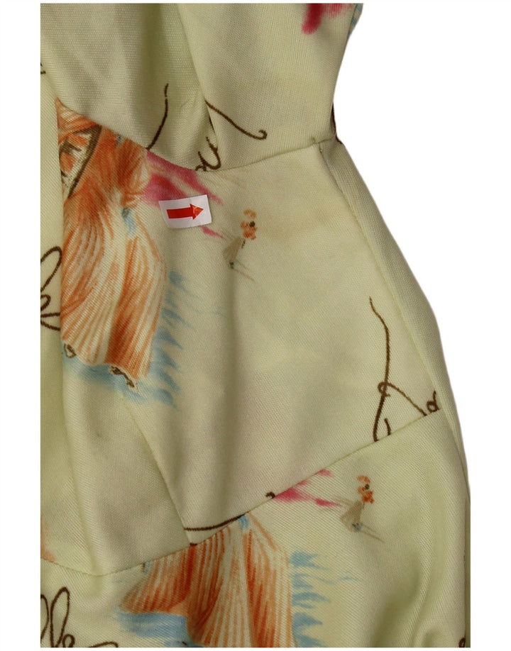 VINTAGE Γυναικείο αφηρημένο μοτίβο φόρεμα A-Line UK 8 Small Green