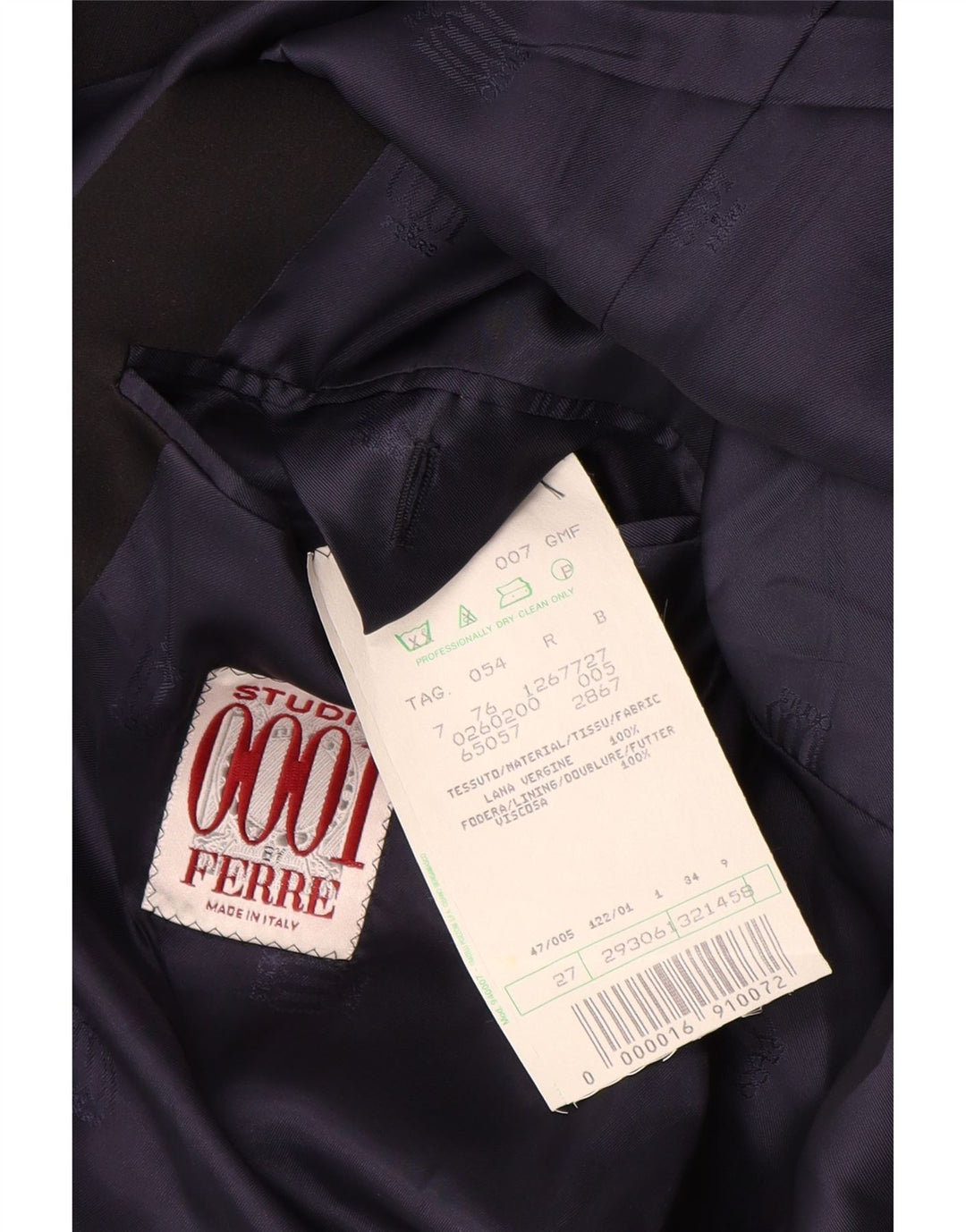 Ferre Ανδρικό μπουφάν σακάκι 1 κουμπιού IT 54 2XL Navy Blue Virgin Wool