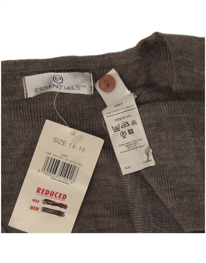Essentials Γυναικείο πουλόβερ Longline Cardigan UK 14/16 Large Grey Acrylic