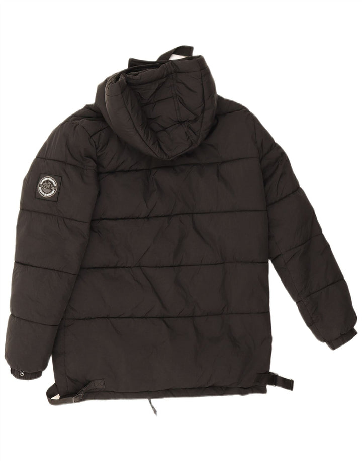 Superdry γυναικείο μπουφάν με κουκούλα μεγάλου μεγέθους με επένδυση UK 8 μικρό μαύρο νάιλον