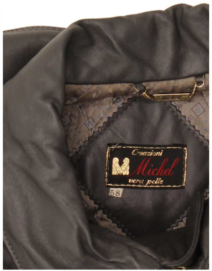 Michel Ανδρικό Δερμάτινο Μπουφάν IT 58 4XL Γκρι Δερμάτινο