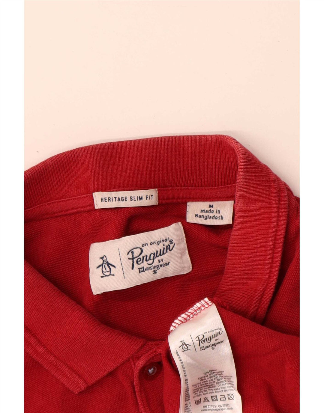 Ανδρικό πουκάμισο Polo Penguin Heritage Slim Fit, μεσαίο κόκκινο βαμβακερό