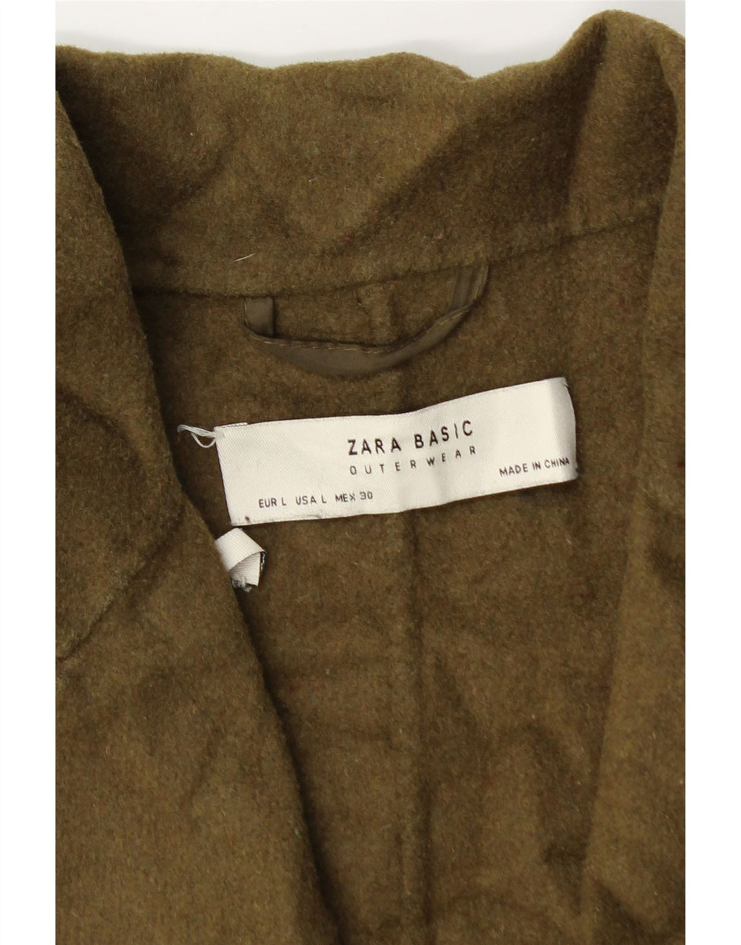 Zara Γυναικείο Παλτό UK 16 Large Khaki Wool