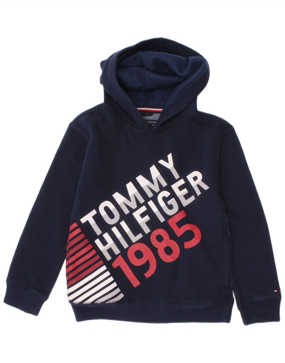 TOMMY HILFIGER Boys Graphic Hoodie Jumper 5-6 ετών Navy Blue Cotton