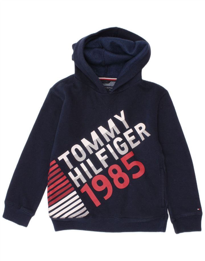 TOMMY HILFIGER Boys Graphic Hoodie Jumper 5-6 ετών Navy Blue Cotton