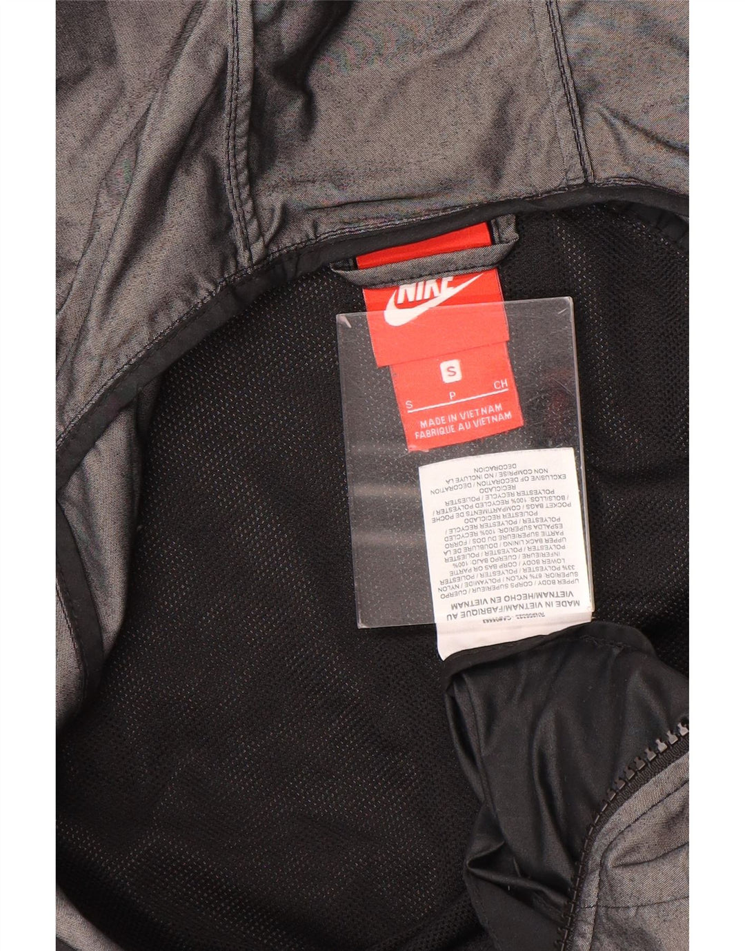 Nike γυναικείο μπουφάν βροχής με κουκούλα UK 10 Small Grey Colourblock Nylon