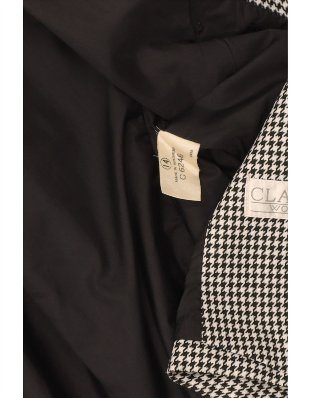 CLASSIC Γυναικείο διπλό μπουφάν Blazer UK 14 Large Black Houndstooth