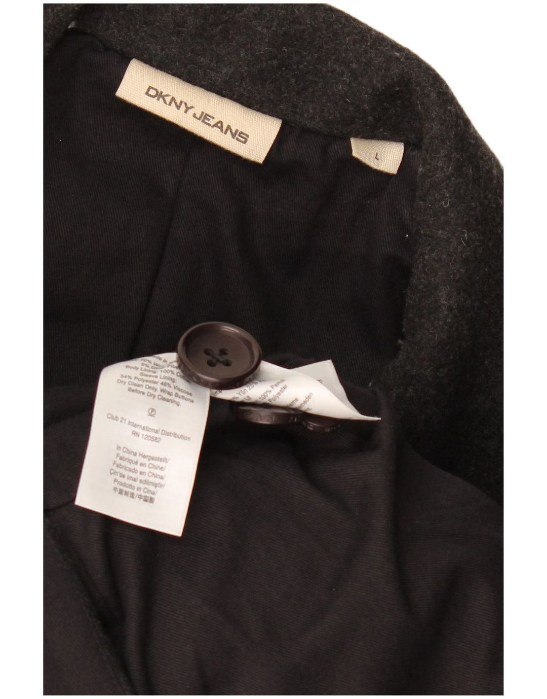 DKNY Ανδρικό παλτό μπιζελιού UK 40 Large Grey Wool