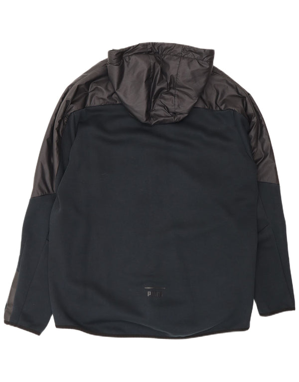 Puma Mens Hooded Tracksuit Top Jacket Large Black Colourblock