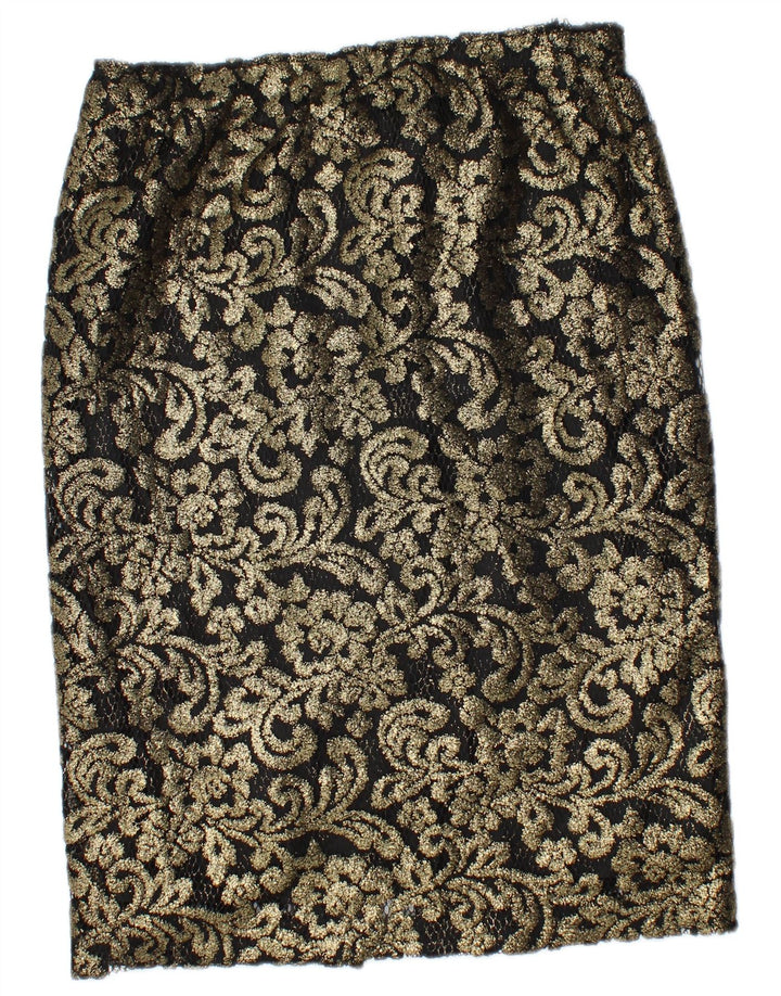 Vintage Γυναικεία Pencil Φούστα W30 Medium Gold Paisley