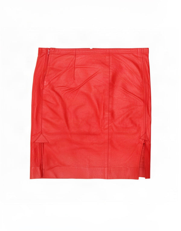 Vintage Womens Leather Skirt Large W32 Red