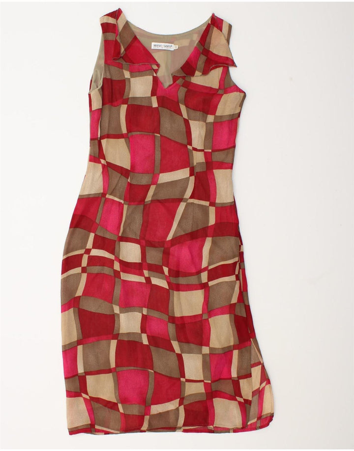 Vintage Γυναικείο Αμάνικο Basic Φόρεμα IT 42 Medium Red Geometric