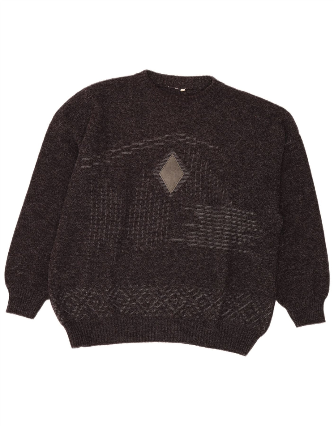 VINTAGE Ανδρικό πουλόβερ με λαιμόκοψη IT 54 XL Γκρι Fair Isle Wool