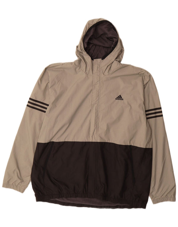 Adidas Ανδρικό μπουφάν βροχής με κουκούλα UK 42 XL γκρι πολυαμίδιο