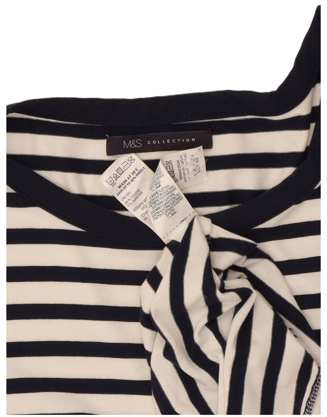 Γυναικείο φόρεμα με θήκη Marks & Spencer UK 12 Medium Navy Blue ριγέ βισκόζη