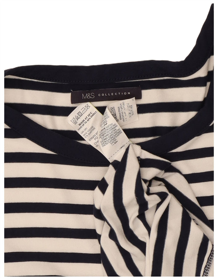 Γυναικείο φόρεμα με θήκη Marks & Spencer UK 12 Medium Navy Blue ριγέ βισκόζη