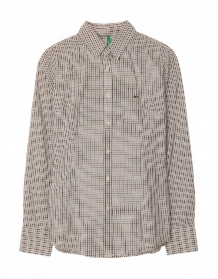 Γυναικείο πουκάμισο Benetton UK 14 Μεγάλο γκρι βαμβακερό