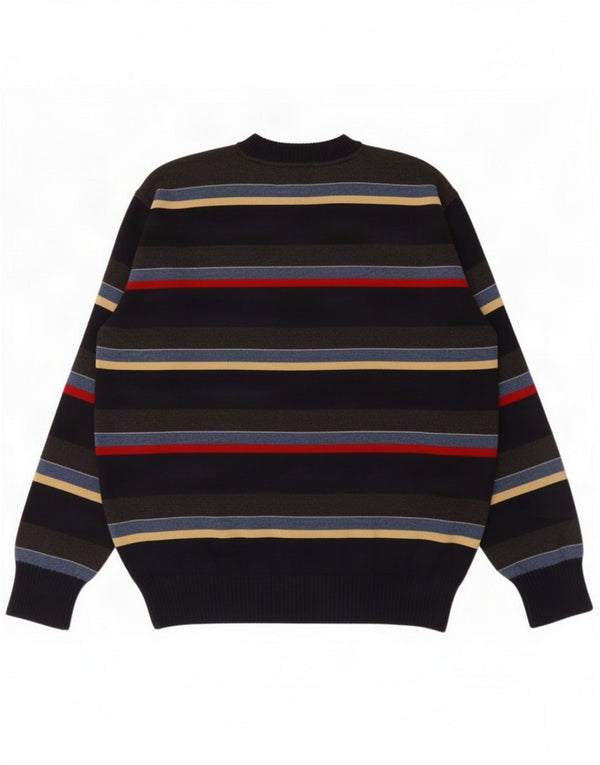 Sea & Sky Mens Crew Neck Jumper Sweater Large Navy Blue Striped New Wool