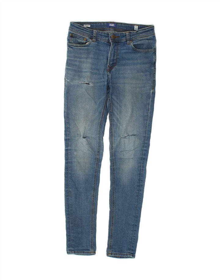 JACK & JONES Boys Distressed Skinny Jeans 13-14 Years W28 L29  Blue Cotton | Vintage Jack & Jones | Thrift | Second-Hand Jack & Jones | Used Clothing | Messina Hembry 