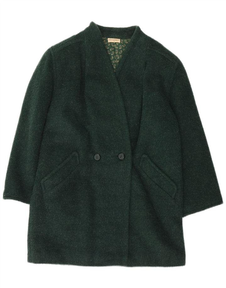 ELENA MIRO Γυναικείο παλτό με διπλό στήθος UK 14 Large Green Wool