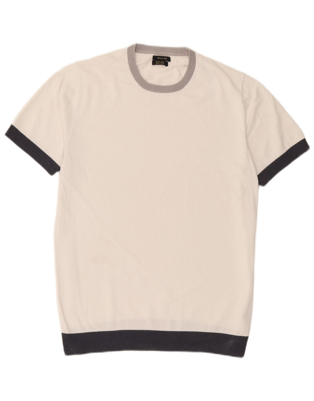 Massimo Dutti Ανδρικό πουλόβερ με λαιμόκοψη, μεγάλο λευκό χρώμα