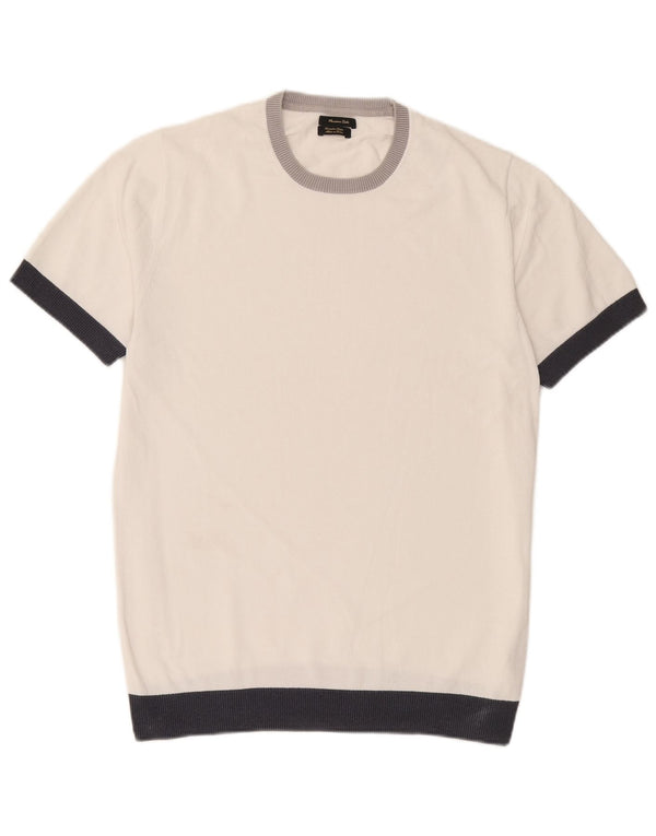 Massimo Dutti Ανδρικό πουλόβερ με λαιμόκοψη, μεγάλο λευκό χρώμα