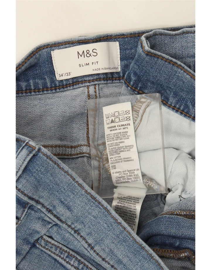 Ανδρικό Slim Jeans Marks & Spencer W34 L33 Blue Cotton