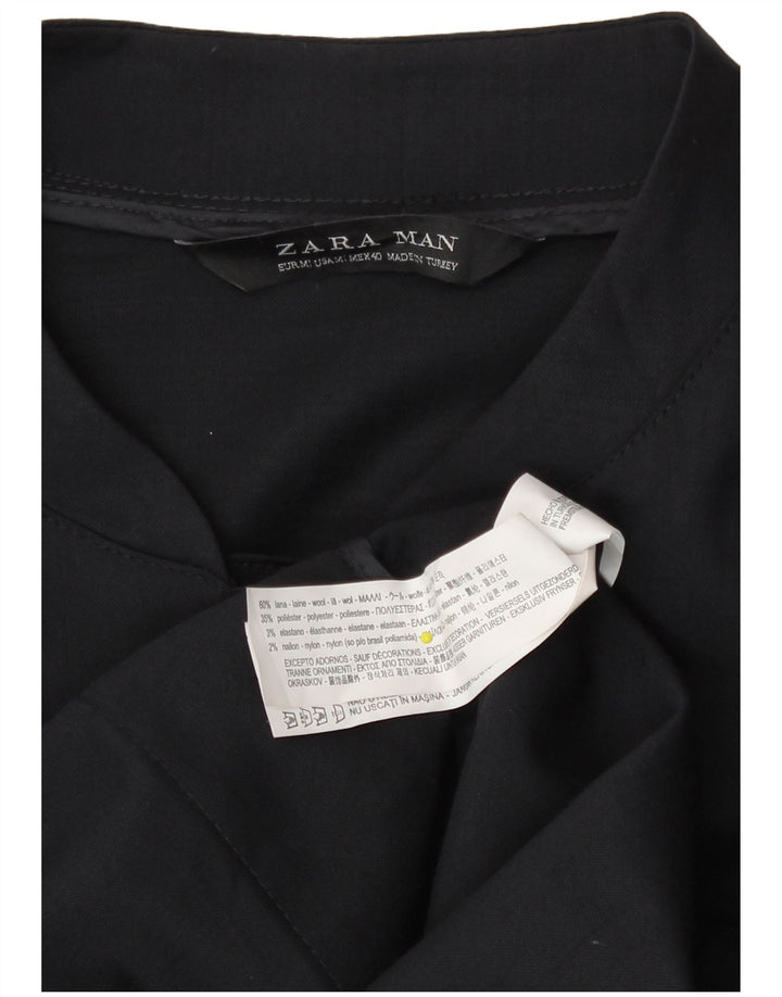 Zara Ανδρικό Bomber Jacket UK 38 Medium Navy Blue Wool