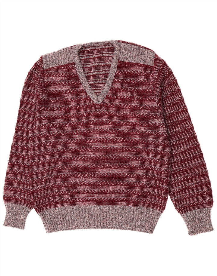 Ανδρικό πουλόβερ Rio V-Neck Jumper IT 50 Medium Maroon ριγέ πολυακρυλικό