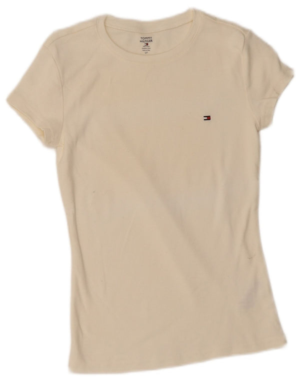 Tommy Hilfiger Γυναικείο T-Shirt Top UK 8 Small Off White Βαμβακερό
