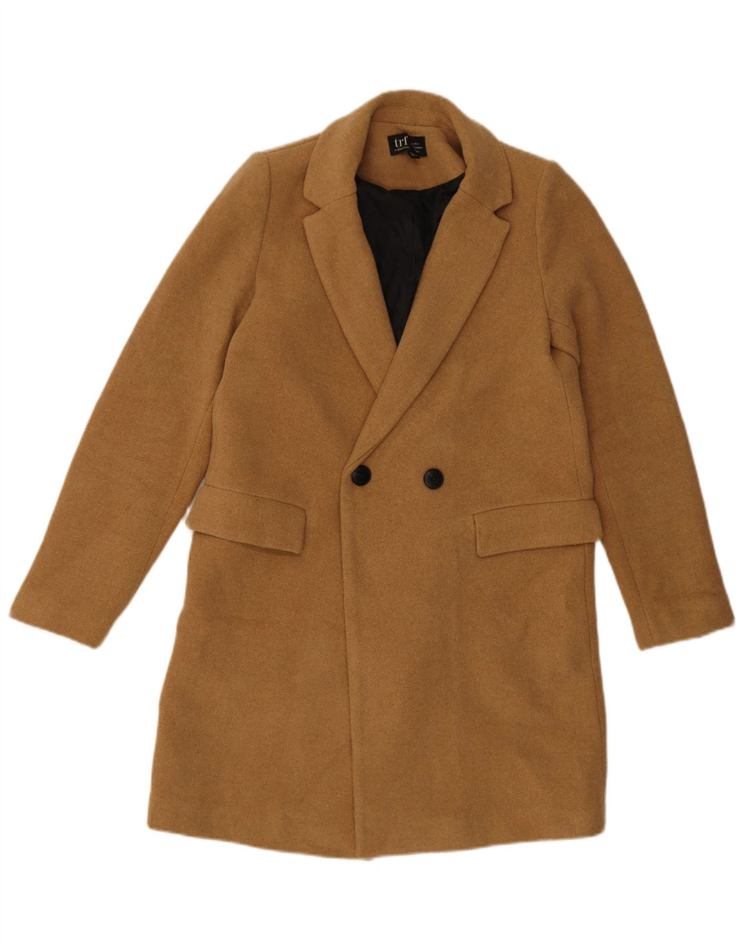 Zara Γυναικείο Παλτό με διπλό στήθος UK 10 Small Beige Polyester
