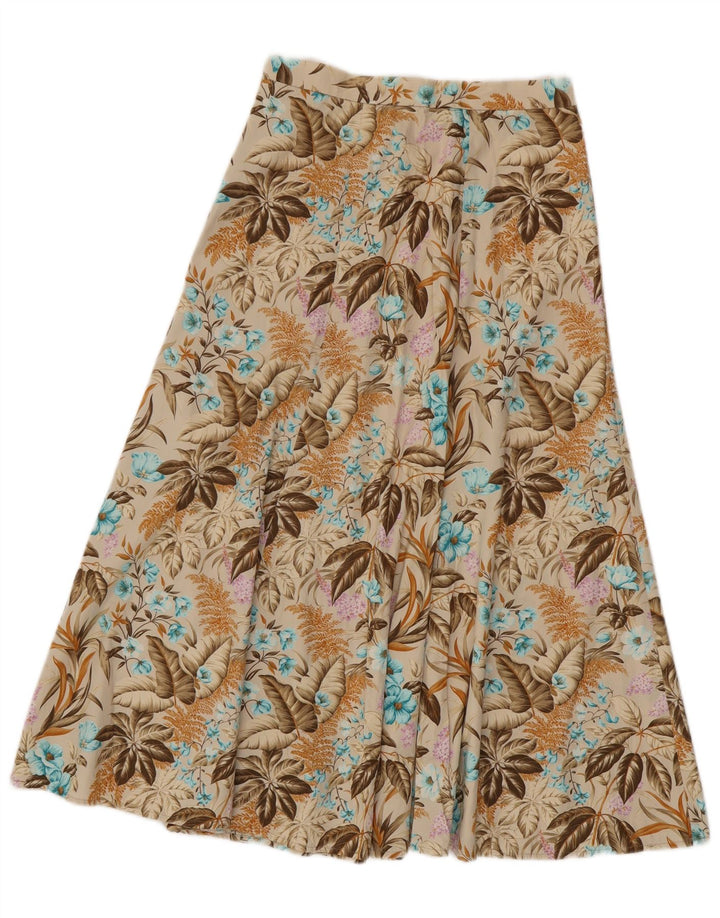 VINTAGE Γυναικεία Flared Φούστα IT 42 Medium W28 Beige Floral