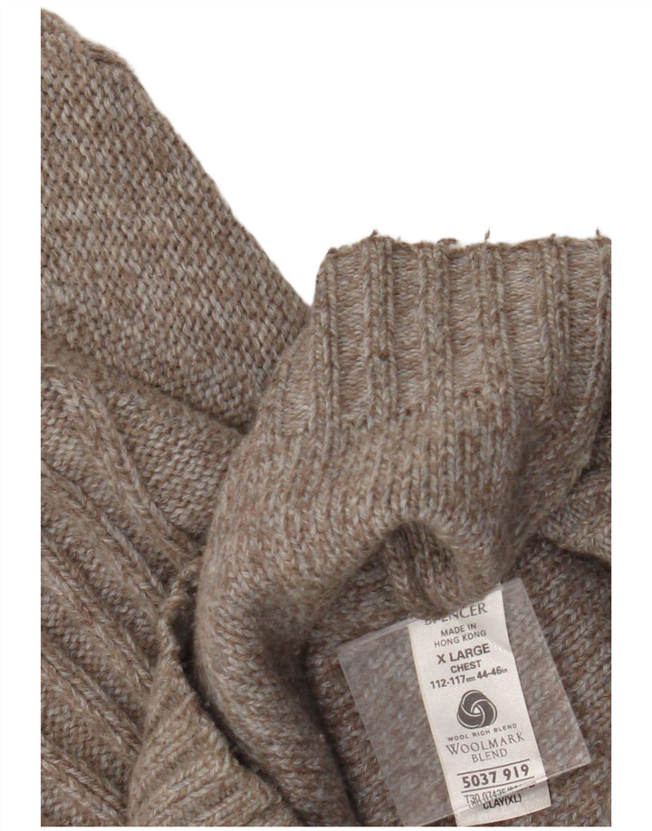 Ανδρικό πουλόβερ ζακέτα Marks & Spencer XL Καφέ μαλλί