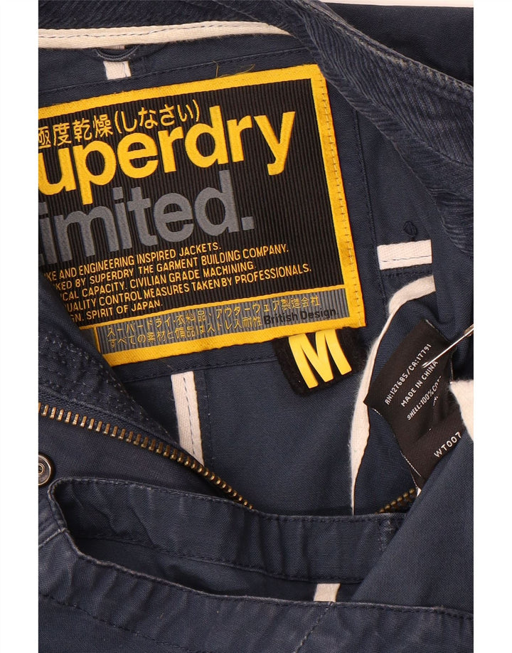 SUPERDRY Womens Utility Jacket UK 14 Medium Navy Blue Cotton