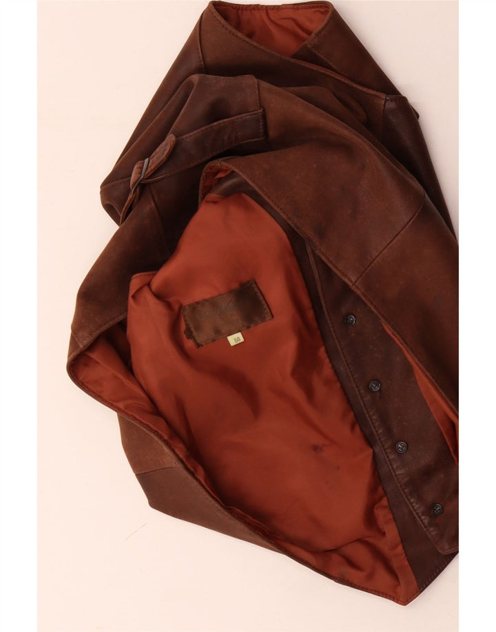 VINTAGE Ανδρικό Δερμάτινο Γιλέκο IT 56 2XL Καφέ