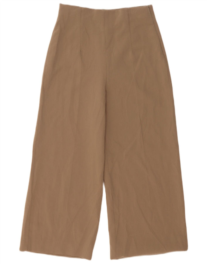 Zara Γυναικείο παντελόνι με φαρδύ κομμένο πόδι Medium W29 L25 Beige