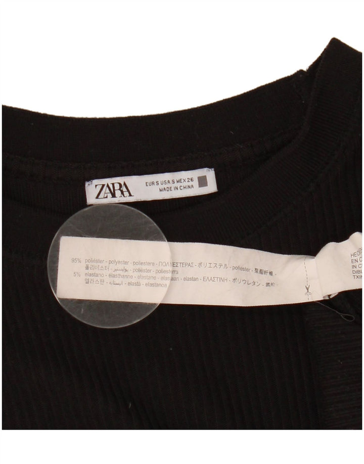 Zara Γυναικείο τοπ μακρυμάνικο UK 10 Small Black Polyester