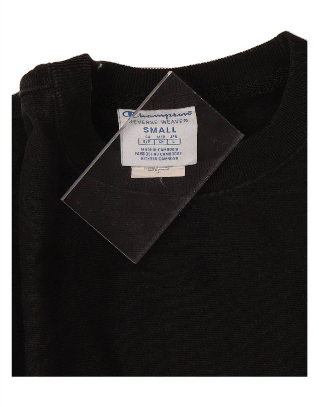 CHAMPION Womens Oversized Crop Sweatshirt Jumper UK 10 Small Black Cotton Vintage Champion and Second-Hand Champion from Messina Hembry 