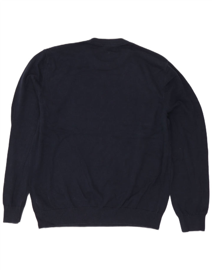 Ανδρικό πουλόβερ MARKS & SPENCER Graphic Crew Neck Jumper Large Navy Blue