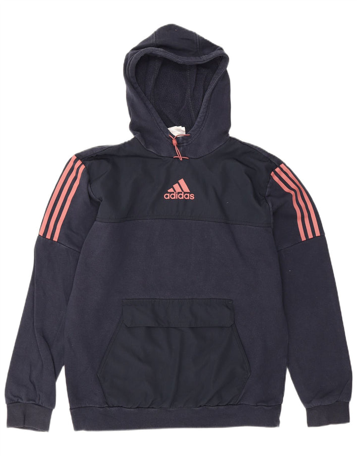 Adidas Ανδρικό φούτερ με κουκούλα, μεσαίο μπλε βαμβακερό